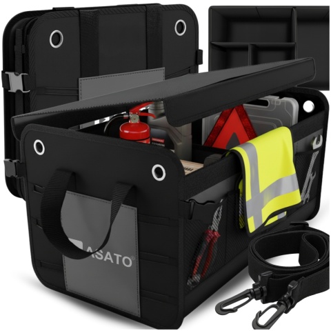 Organizer do Bagażnika Samochodu PREMIUM Składany XL Antypoślizgowy Wzmocniony z Klapą ASATO®