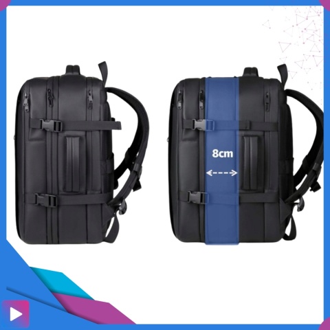 Plecak Próżniowy do Samolotu z Pompką Bagaż Podręczny Ryanair Wizzair Kompresja Podróżny Zamek TSA Wodoodporny 45x30x20cm ASATO®