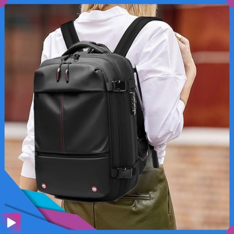 Plecak Próżniowy do Samolotu z Pompką Kompresyjny 49x32x15 Zamek TSA USB Wodoodporny 60L na Laptop 17" ASATO®