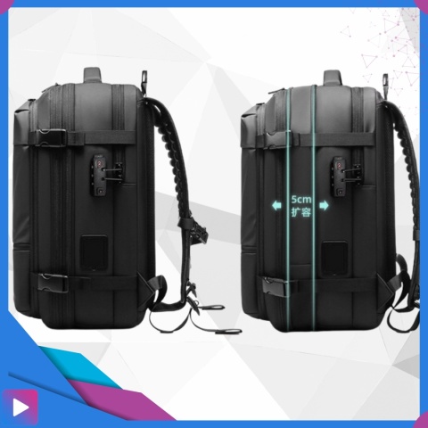 Plecak Próżniowy do Samolotu z Pompką Kompresyjny 49x32x15 Zamek TSA USB Wodoodporny 60L na Laptop 17" ASATO®