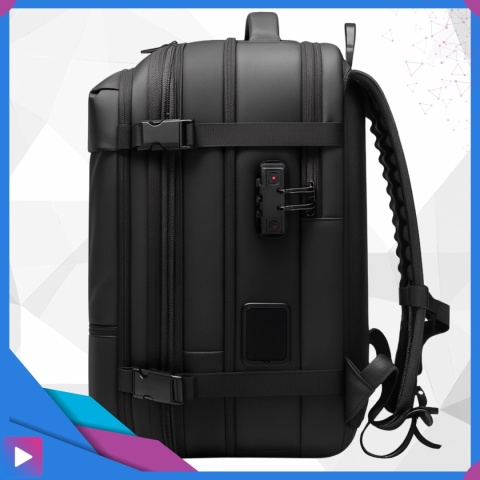 Plecak Próżniowy do Samolotu z Pompką Kompresyjny 49x32x15 Zamek TSA USB Wodoodporny 60L na Laptop 17" ASATO®