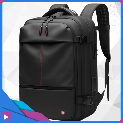 Plecak Próżniowy do Samolotu z Pompką Kompresyjny 49x32x15 Zamek TSA USB Wodoodporny 60L na Laptop 17" ASATO®