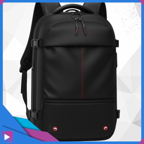 Plecak Próżniowy do Samolotu z Pompką Kompresyjny 49x32x15 Zamek TSA USB Wodoodporny 60L na Laptop 17" ASATO®