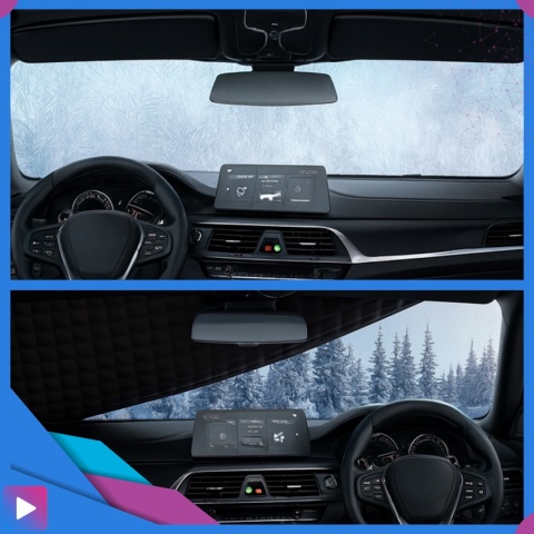 Mata Antyszronowa na Szybę z Osłonami Lusterek Magnesy Osłona Mata Całoroczna Zima/Lato ASATO®