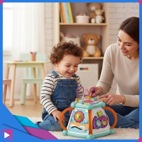 Multikostka Interaktywna 7w1 dla Dzieci Edukacyjna Muzyczna LED Sorter Pianinko ASATO®