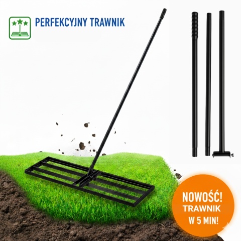 Ręczny Niwelator Terenu Trawnika 90cm Stalowy Do Równania Piaskowania Ogrodowy ASATO®