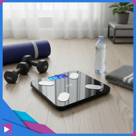 Inteligentna Waga Łazienkowa Elektroniczna Bluetooth Analityczna 32w1 z Aplikacją i Pomiarem Tłuszczu ASATO®