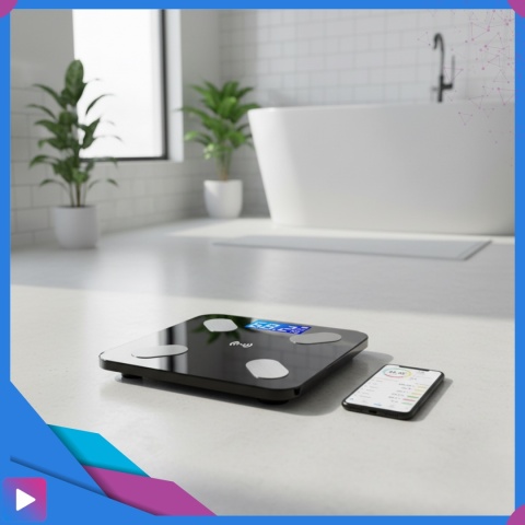 Inteligentna Waga Łazienkowa Elektroniczna Bluetooth Analityczna 32w1 z Aplikacją i Pomiarem Tłuszczu ASATO®