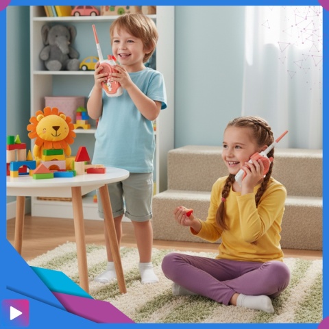 Walkie-Talkie Dla Dzieci 300 m Zasięgu Latarka Krótkofalówki Bezprzewodowe Łoki Toki ASATO®