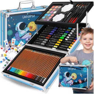 Zestaw Artystyczny w Walizce Dla Dzieci 145 Elementów do Malowania i Rysowania Prezent ASATO®