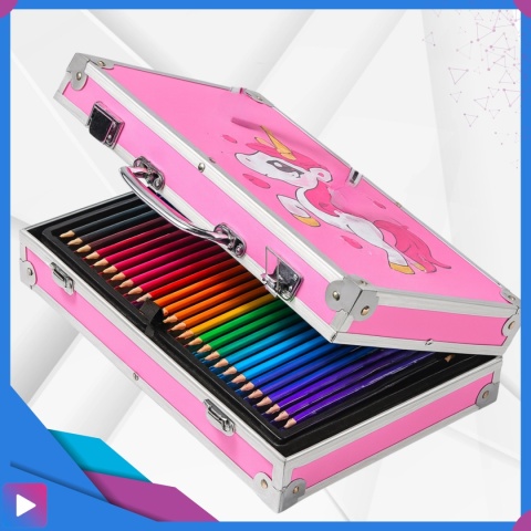 Zestaw Artystyczny w Walizce Dla Dzieci 145 Elementów do Malowania i Rysowania Prezent ASATO®