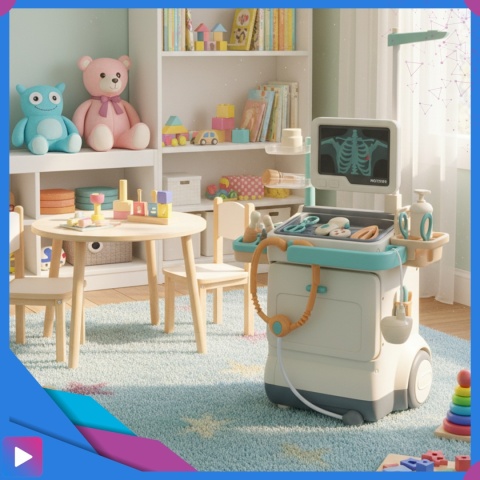 Zestaw Mały Lekarza dla Dzieci Interaktywny Wózek Medyczny 26 Elementów Światło Dźwięk Edukacyjny ASATO®