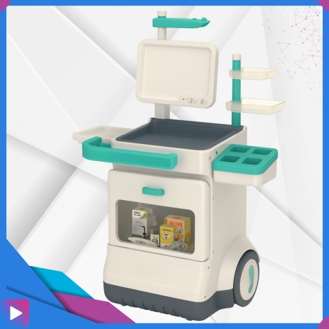 Zestaw Mały Lekarza dla Dzieci Interaktywny Wózek Medyczny 26 Elementów Światło Dźwięk Edukacyjny ASATO®
