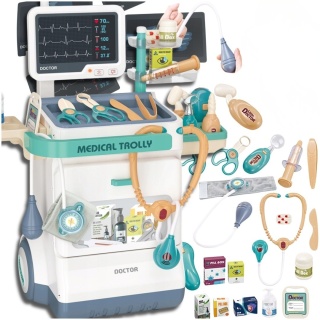 Zestaw Mały Lekarza dla Dzieci Interaktywny Wózek Medyczny 26 Elementów Światło Dźwięk Edukacyjny ASATO®