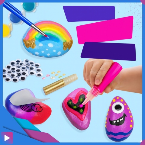 Zestaw do Malowania Kamieni Świecących w Ciemności z Farbkami i Ozdobami Kreatywny Prezent Dla Dzieci ASATO®