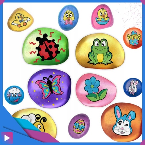 Zestaw do Malowania Kamieni Świecących w Ciemności z Farbkami i Ozdobami Kreatywny Prezent Dla Dzieci ASATO®