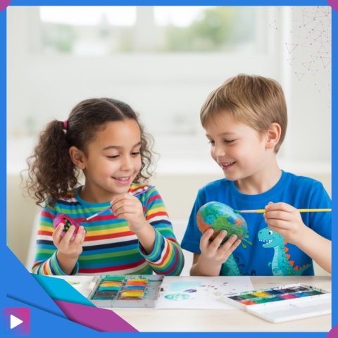 Zestaw do Malowania Kamieni Świecących w Ciemności z Farbkami i Ozdobami Kreatywny Prezent Dla Dzieci ASATO®