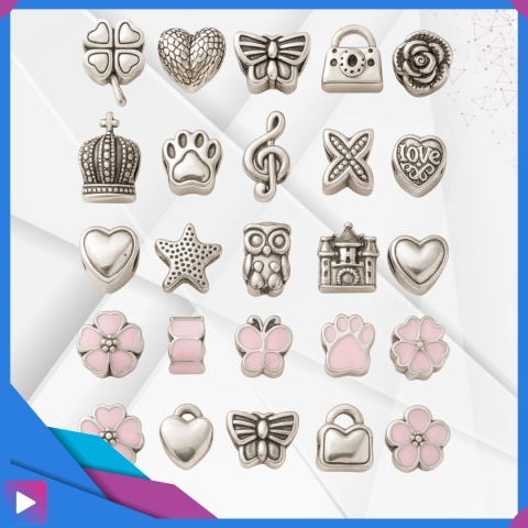 Zestaw do Robienia Bransoletek Naszyjników Biżuterii Dla Dziewczynek z Charmsami Etui 66 Elementów Prezent ASATO®