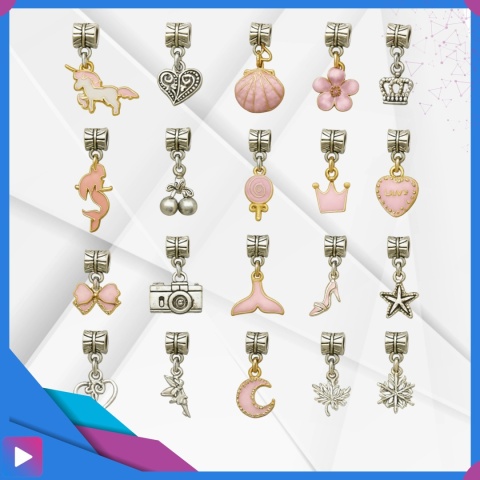 Zestaw do Robienia Bransoletek Naszyjników Biżuterii Dla Dziewczynek z Charmsami Etui 66 Elementów Prezent ASATO®