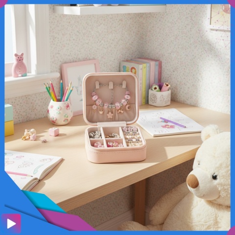 Zestaw do Robienia Bransoletek Naszyjników Biżuterii Dla Dziewczynek z Charmsami Etui 66 Elementów Prezent ASATO®