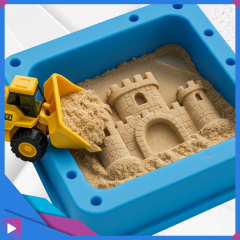 Piasek Kinetyczny Plac Budowy Zestaw 750 g Koparka Dźwigi Dla Dzieci ASATO®