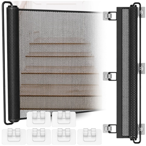 Bramka zabezpieczająca 150x78 cm ASATO® Na Schody Drzwi Dla Dzieci Psa Rolowana Czarna Barierka Zabezpieczająca