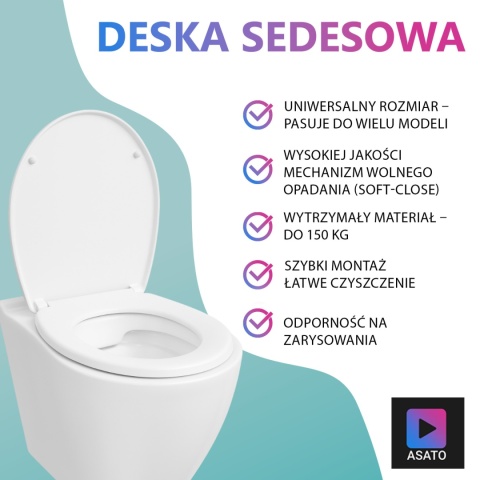 Deska Sedesowa Wolnoopadająca 126 Duroplast Uniwersalna Klapa WC Twarda
