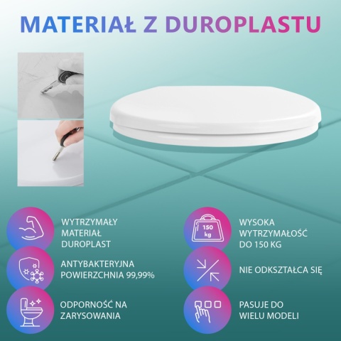Deska Sedesowa Wolnoopadająca 126 Duroplast Uniwersalna Klapa WC Twarda