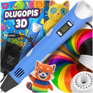Długopis 3D dla Dzieci + Wkłady Filament 9 metrów Zestaw do Zabawy Drukarka Pen 5.0 Asato