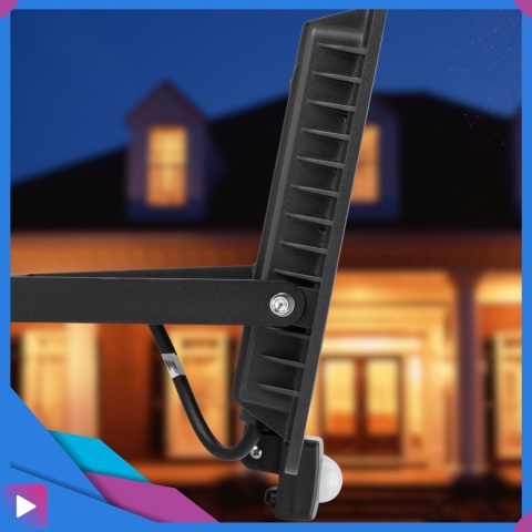 Halogen Naświetlacz LED 20W z Czujnikiem Ruchu i Zmierzchu na Kablu Naświetlacz Zewnętrzny IP65 do Ogrodu i Elewacji ASATO®