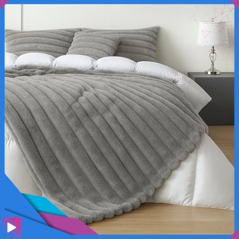 Koc 150x220 cm MikrofibraGruby Puszysty Tłoczony 3D Miękki Ciepły Narzuta Elegancki ASATO®