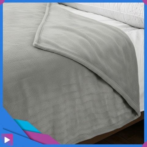 Duży Koc Elektryczny Podgrzewany 180x160cm 200W Pilot Timer Miękki Szary ASATO®