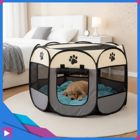 Duży Kojec Składany dla Psa Legowisko Klatka Mobilny ASATO®