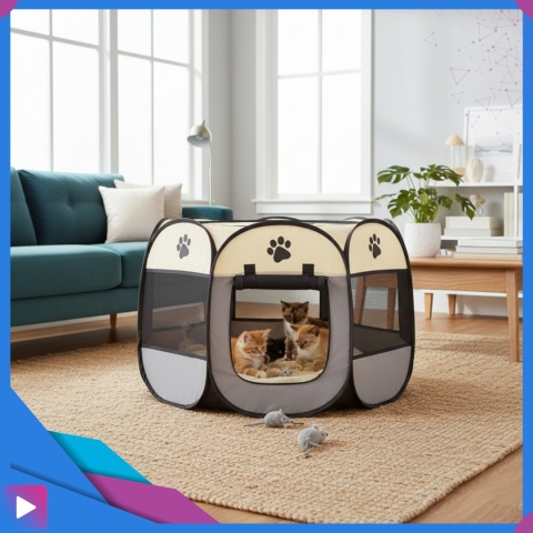 Duży Kojec Składany dla Psa Legowisko Klatka Mobilny ASATO®