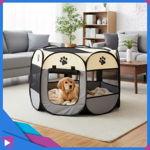 Duży Kojec Składany dla Psa Legowisko Klatka Mobilny ASATO®