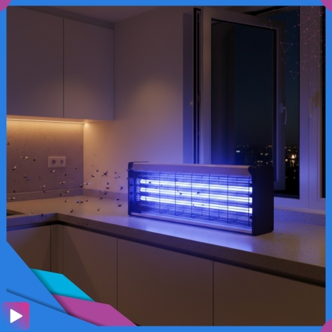 Lampa Owadobójcza UV 20W Na Komary Muchy Ćmy Owady Zasięg 200m² Do Wnętrz i Ogrodu ASATO®