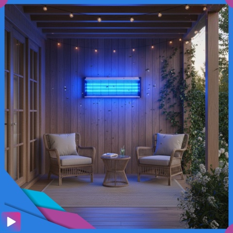 Duża Lampa Owadobójcza UV 20W ASATO® — Komary, Muchy, Ćmy, Meszki | Zasięg 200 m² | Do Wnętrz i Ogrodu | Bez Chemii