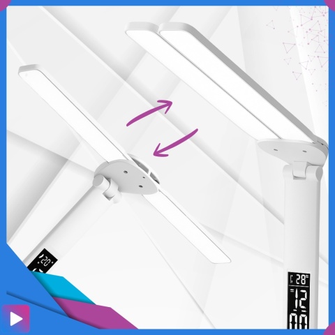 Lampka Biurkowa LED 6w1 Wyświetlacz Zegar Organizer Podwójne Ramiona i USB ASATO®
