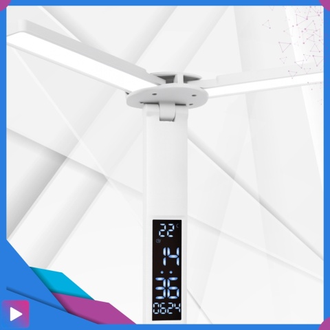 Lampka Biurkowa LED 6w1 Wyświetlacz Zegar Organizer Podwójne Ramiona i USB ASATO®