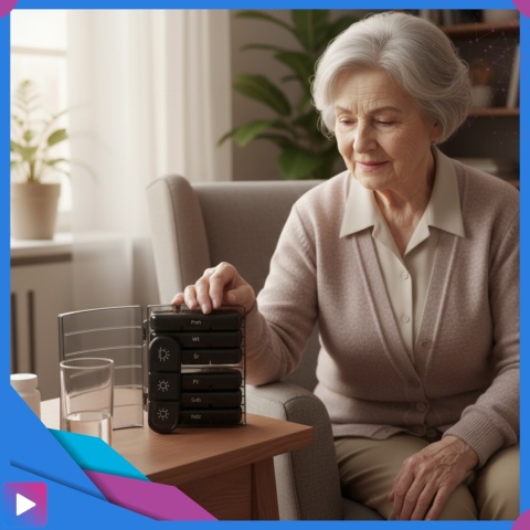 Organizer na Leki Tygodniowy Pojemnik na Tabletki Rano i Wieczór ASATO®