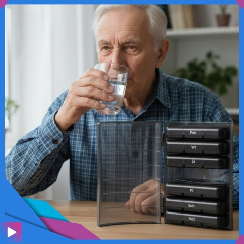 Organizer na Leki Tygodniowy Pojemnik na Tabletki Rano i Wieczór ASATO®