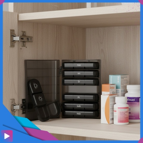 Organizer na Leki Tygodniowy Pojemnik na Tabletki Rano i Wieczór ASATO®