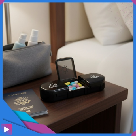 Organizer na Leki Tygodniowy Pojemnik na Tabletki Rano i Wieczór ASATO®