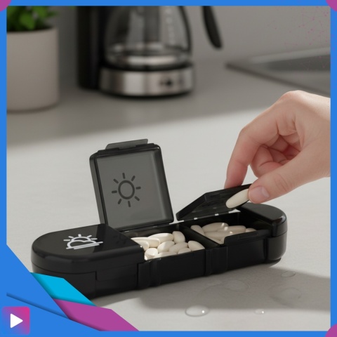 Organizer na Leki Tygodniowy Pojemnik na Tabletki Rano i Wieczór ASATO®