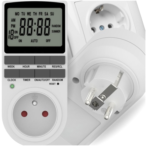 Programator Czasowy do Gniazdka Gniazdkowy LCD 10 Programów Bateria ASATO®