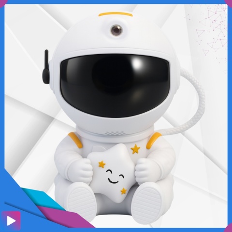 Projektor Gwiazd Astronauta Siedzący LED 8 Trybów Pilot Ruchoma Głowa Lampka Nocna ASATO®