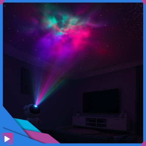 Projektor Gwiazd Astronauta Stojący LED 8 Trybów Pilot Ruchoma Głowa Lampka Nocna ASATO®