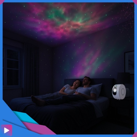 Projektor Gwiazd 3D Kosmos Lampka Nocna LED Mgławica Pilot Laser ASATO®