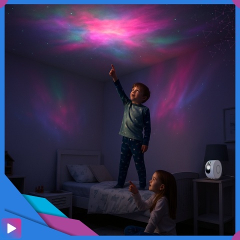 Projektor Gwiazd 3D Kosmos Lampka Nocna LED Mgławica Pilot Laser ASATO®