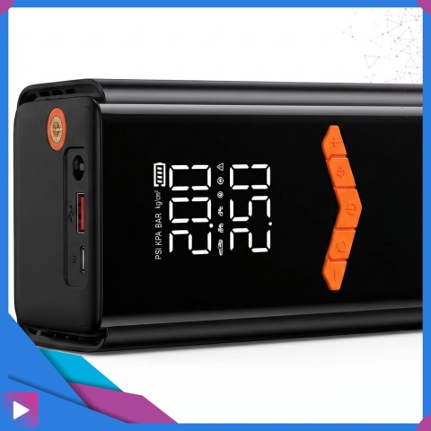 Jump starter do samochodu z kompresorem ASATO® Mi65 N2 150 PSI 6000 mAh powerbank latarka